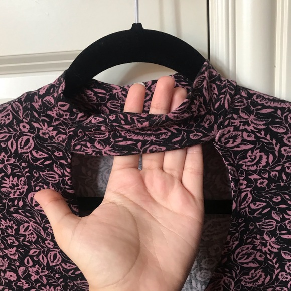 Express Black and Pink Floral Long Sleeve Dress - Picture 4 of 9